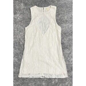 Silence + Noise Cutout Shift Dress Women's M Ivory White Semi-sheer
